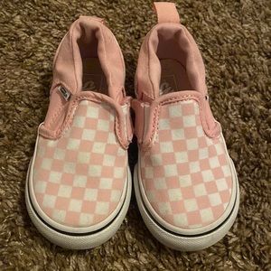 Pink toddler checkered slip on Vans